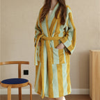 New Classic Vintage Striped Bathrobes Cotton Adult Couple Striped Robes