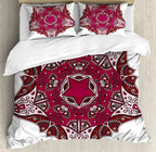 South Mandala Floral Duvet Cover Set,Vibrant Color Ornamental Illustration Bedding Set Bohemian Mandala Lotus Design Quilt Cover