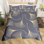 Ginkgo Leaf Duvet Cover Queen Natural Botanical Bedding Set Plants Rustic Farmhouse Comforter Cover Abstract Leaves Quilt Cover