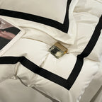 2025 Luxury Hotel Bedding Sets Thick Brushed Bed Sheets White Duvet Cover Set Pillowcase Four Piece Fully Enclosed for Home Gift