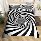Rainbow Stripes Duvet Cover King Queen Visual Abstraction Bedding Set Optical Illusion Comforter Cover Geometric Quilt Cover