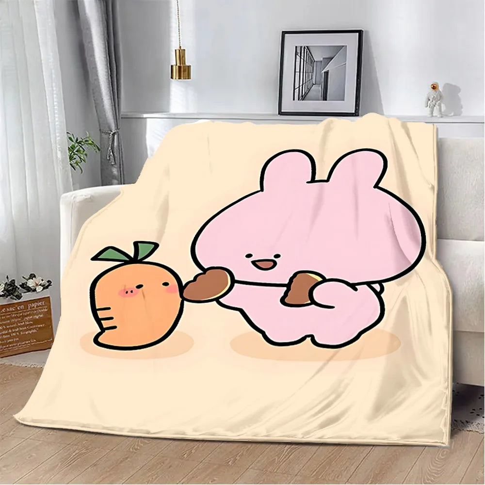 Asamimichaan Asleep Cute Asamimi Square Printed Blanket Picnic Blankets Warm Blanket Soft and Comfortable Blanket Home Travel
