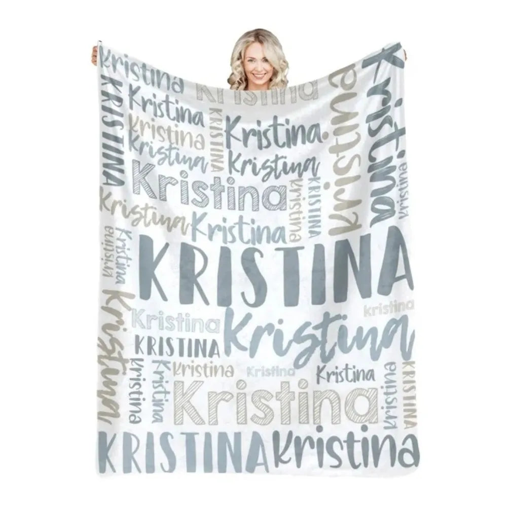 Personalized Name Flannel Throw Blankets For Girls Boys Birthday Gift