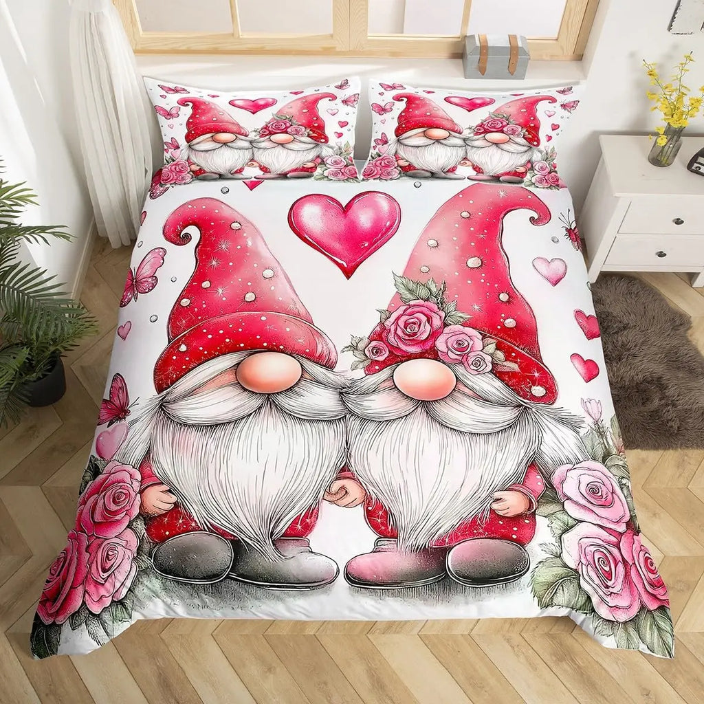 Red Roses Duvet Cover Twin Queen Happy Valentine's Day Bedding Set Romantic Flowers Comforter Cover Cute Love Heart Quilt Cover