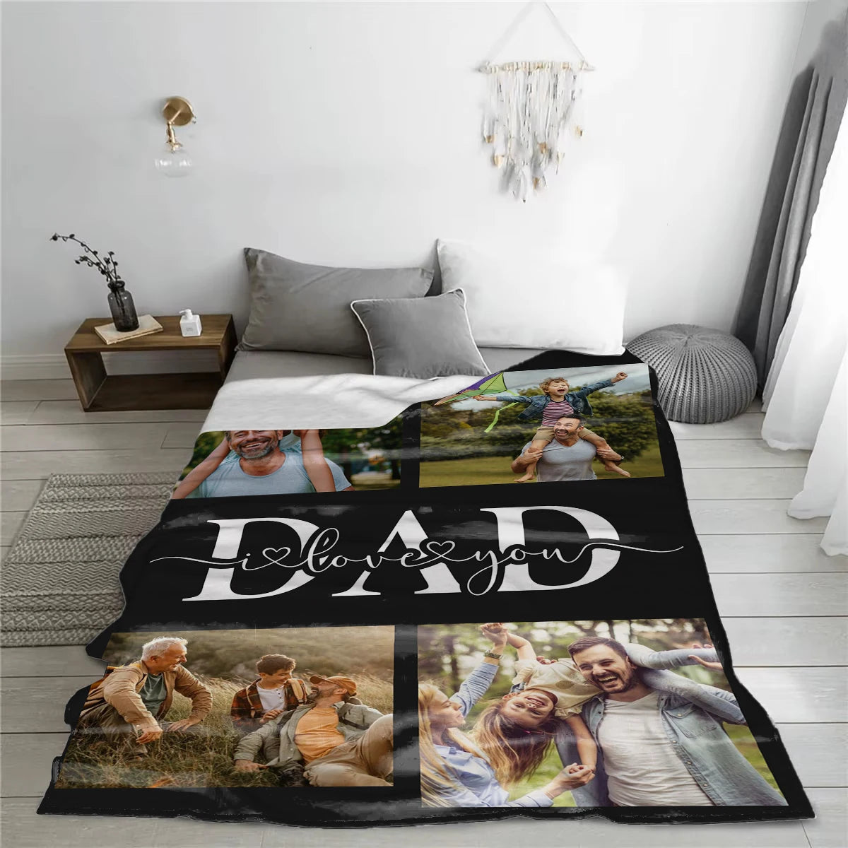 Fathers Day Gifts Custom Blanket With Your Own Photos Personalized Throw Blankets For Dad Birthday Present From Daughter or Son