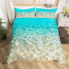 Beach Theme Duvet Cover Twin Queen Size Hawaiian Beach Ocean Bedding Set For Boys Girls Summer Holiday Vacation Comforter Cover