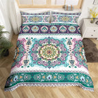Bohemian Floral Duvet Cover Paisley Mandala Comforter Cover Microfiber Geometry Aztec Mexican Style Bedding Set Twin Queen Size