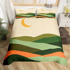 Medieval Boho Century Modern Duvet Cover Set Abstract Geometric Rainbow Sun Circles Comforter Cover Microfiber Soft Bedding Set
