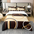 Geometric Circles Duvet Cover Red and Black Quilt Set Suitable for Children Kids Boys Girls Teenagers Abstract Art Bedding Set