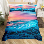 Beach Theme Duvet Cover Twin Queen Size Hawaiian Beach Ocean Bedding Set For Boys Girls Summer Holiday Vacation Comforter Cover
