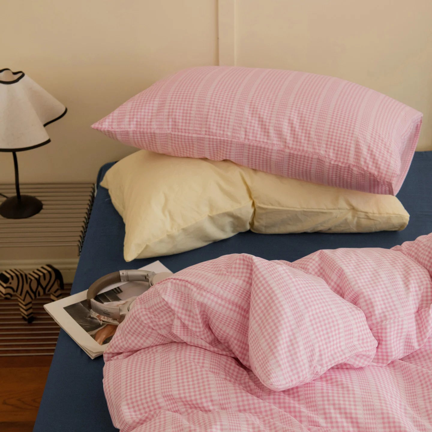 Ins Nordic Bedding Set Simple Style Striped Duvet Cover Set Soft Flat Sheet Single Twin Size Double Bed Sheet Set For Bedroom