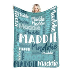 Personalized Name Flannel Throw Blankets For Girls Boys Birthday Gift