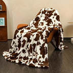 1pc Soft and Cozy Cow Printed Flannel Blanket - Perfect Gift for Family and Friends