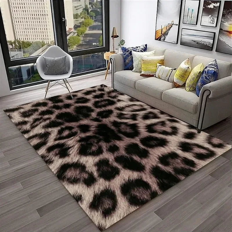 Leopard Print Area Rug for Bedroom and Living Room