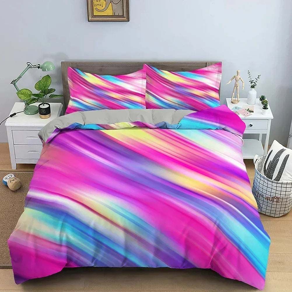 TOP Stripe Geometric Bedding Set Breathable Duvet Cover With Pillowcase Adults Queen King Size Quilt Cover Home Textiles
