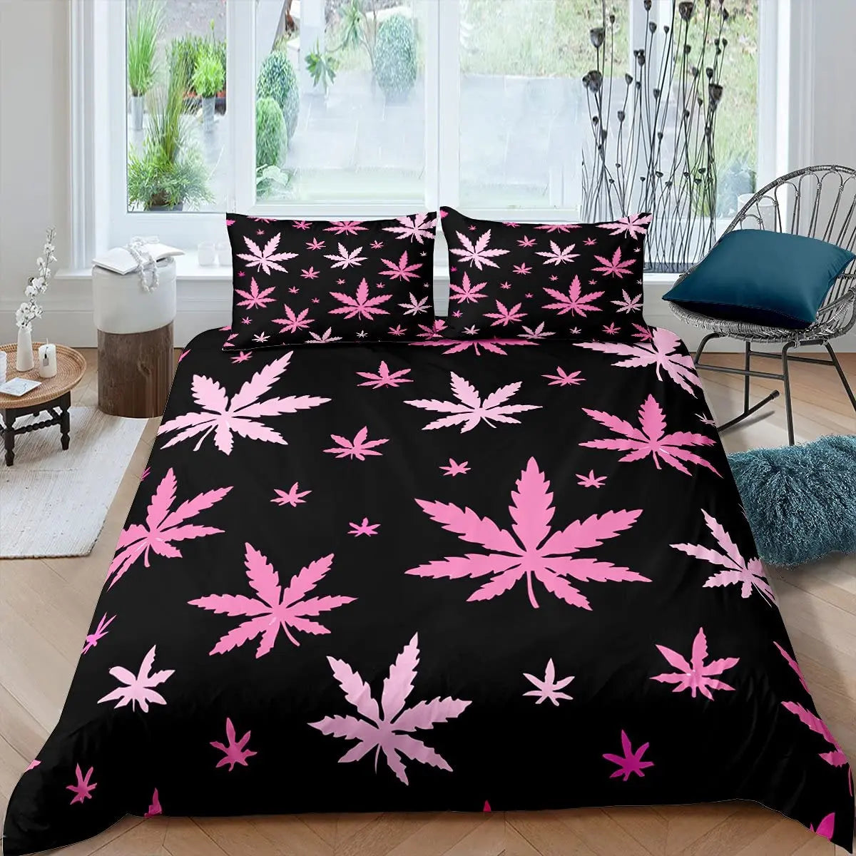 Ginkgo Leaf Duvet Cover Queen Natural Botanical Bedding Set Plants Rustic Farmhouse Comforter Cover Abstract Leaves Quilt Cover