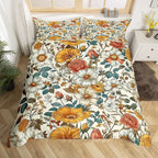 Botanical Leaves Duvet Cover Floral Print King Bedding Set Soft Microfiber Geometric Pattern Comforter Cover With 2 Pillowcases