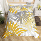 Ginkgo Leaf Duvet Cover Queen Natural Botanical Bedding Set Plants Rustic Farmhouse Comforter Cover Abstract Leaves Quilt Cover
