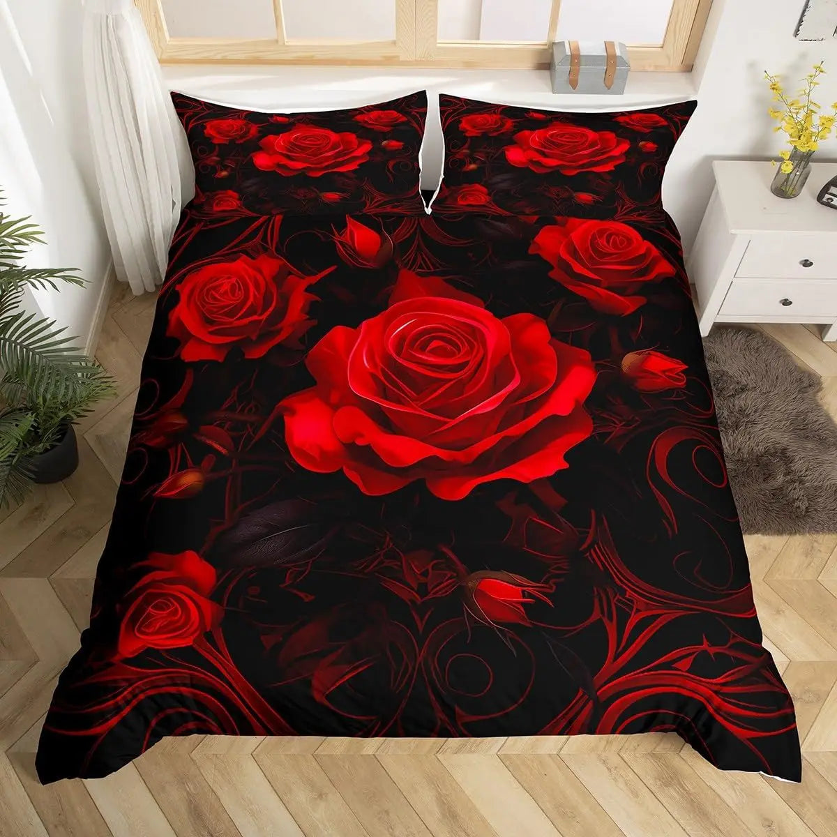Red Rose Valentine's Day Duvet Cover Set