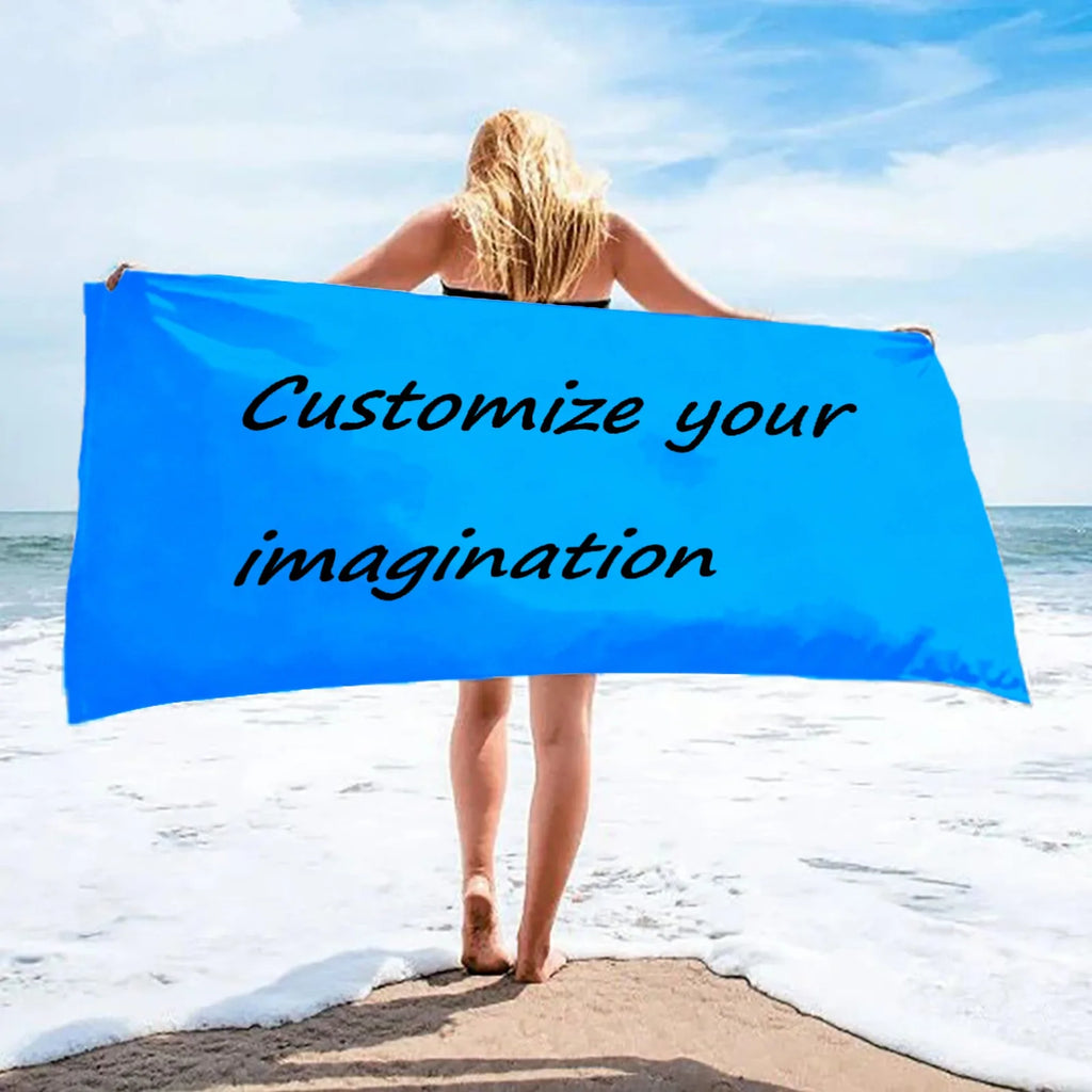 Custom Bath Beach Towel Funny Photo Name Color Customization Microfiber Outdoor Swimming Gifts Hotel Logo Bulk Orders Wholesale
