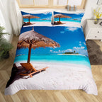 Beach Theme Duvet Cover Twin Queen Size Hawaiian Beach Ocean Bedding Set For Boys Girls Summer Holiday Vacation Comforter Cover