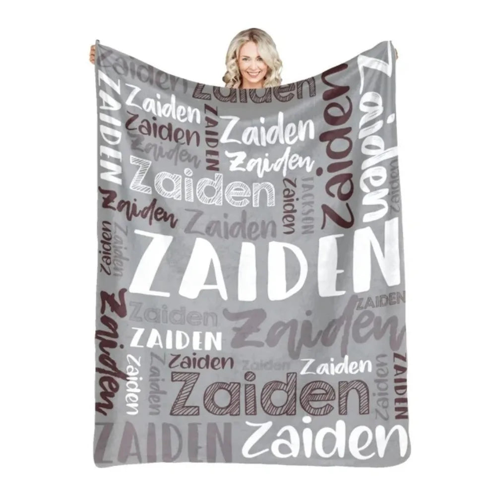 Personalized Name Flannel Throw Blankets For Girls Boys Birthday Gift