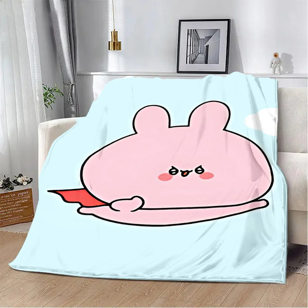 Asamimichaan Asleep Cute Asamimi Square Printed Blanket Picnic Blankets Warm Blanket Soft and Comfortable Blanket Home Travel