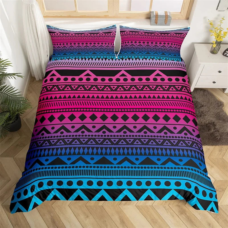 Bohemian Floral Duvet Cover Paisley Mandala Comforter Cover Microfiber Geometry Aztec Mexican Style Bedding Set Twin Queen Size