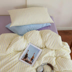 Ins Nordic Bedding Set Simple Style Striped Duvet Cover Set Soft Flat Sheet Single Twin Size Double Bed Sheet Set For Bedroom