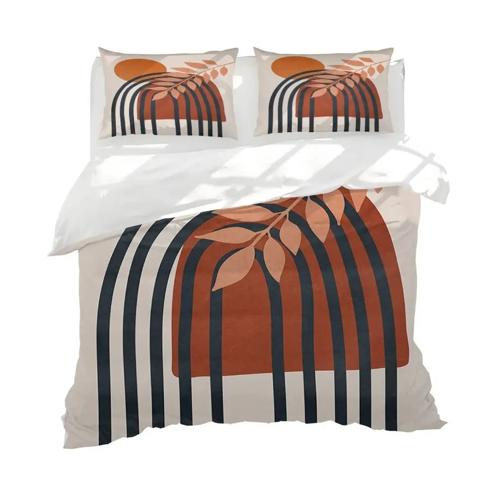 Mid Century Modern Duvet Cover Set King Abstract Geometric Balance Shapes Rainbow Sun Circles Boho Comforter Cover Bedding Sets