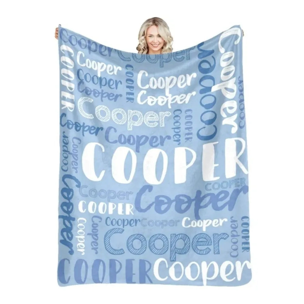 Personalized Name Flannel Throw Blankets For Girls Boys Birthday Gift