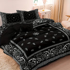 Paisley Mandala Black Duvet Cover Set Bohemian Style Double For Adults Queen King Size Bedding Set With Pillowcase For Bedroom