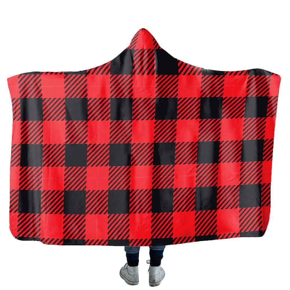 Customizable Casual Hooded Cloak, Flannel Lamb Wool, Polyester Custom-made Pictures Striped Plaid Solid Color Fonts Wholesale