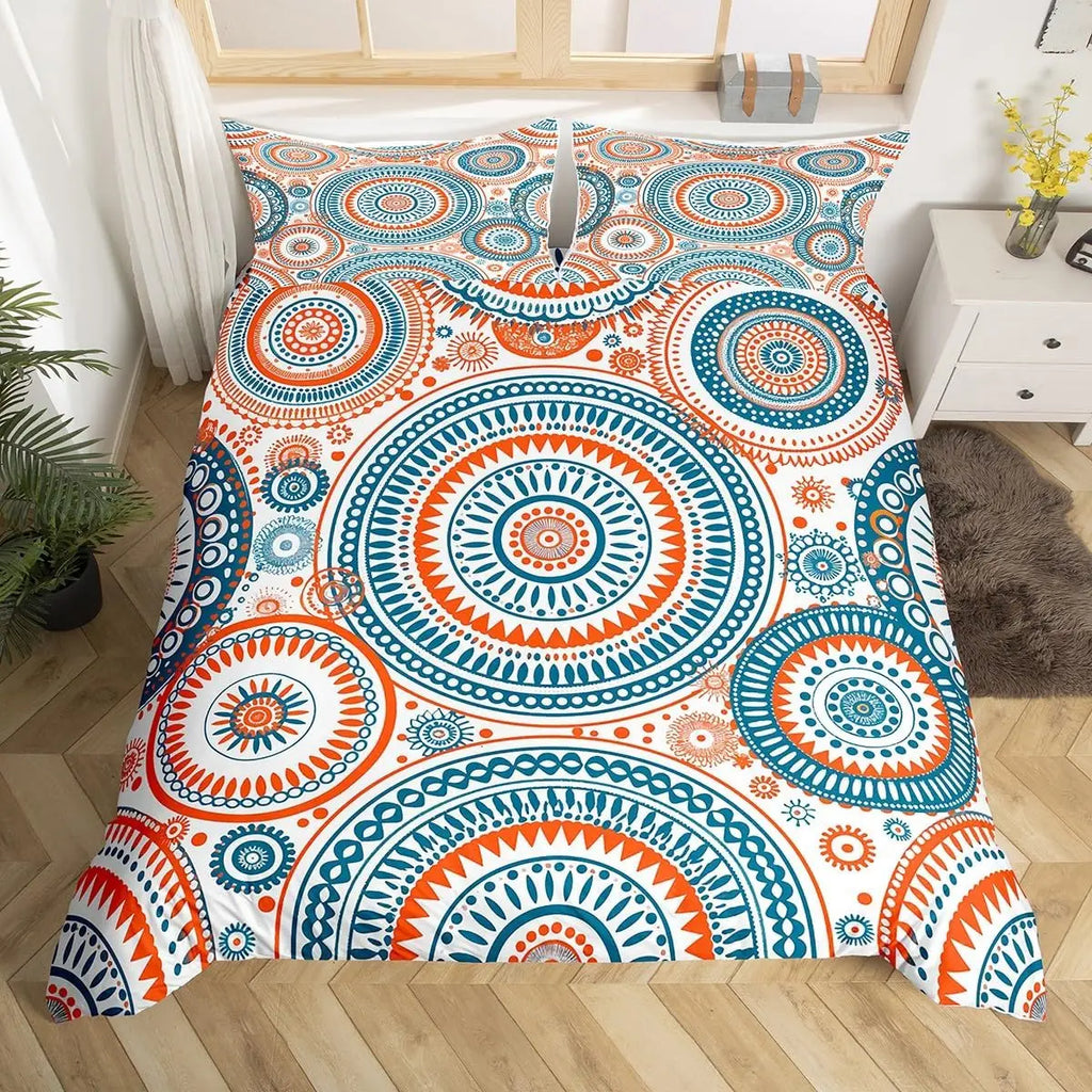 Bohemian Floral Duvet Cover Paisley Mandala Comforter Cover Microfiber Geometry Aztec Mexican Style Bedding Set Twin Queen Size