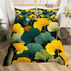 Ginkgo Leaf Duvet Cover Queen Natural Botanical Bedding Set Plants Rustic Farmhouse Comforter Cover Abstract Leaves Quilt Cover