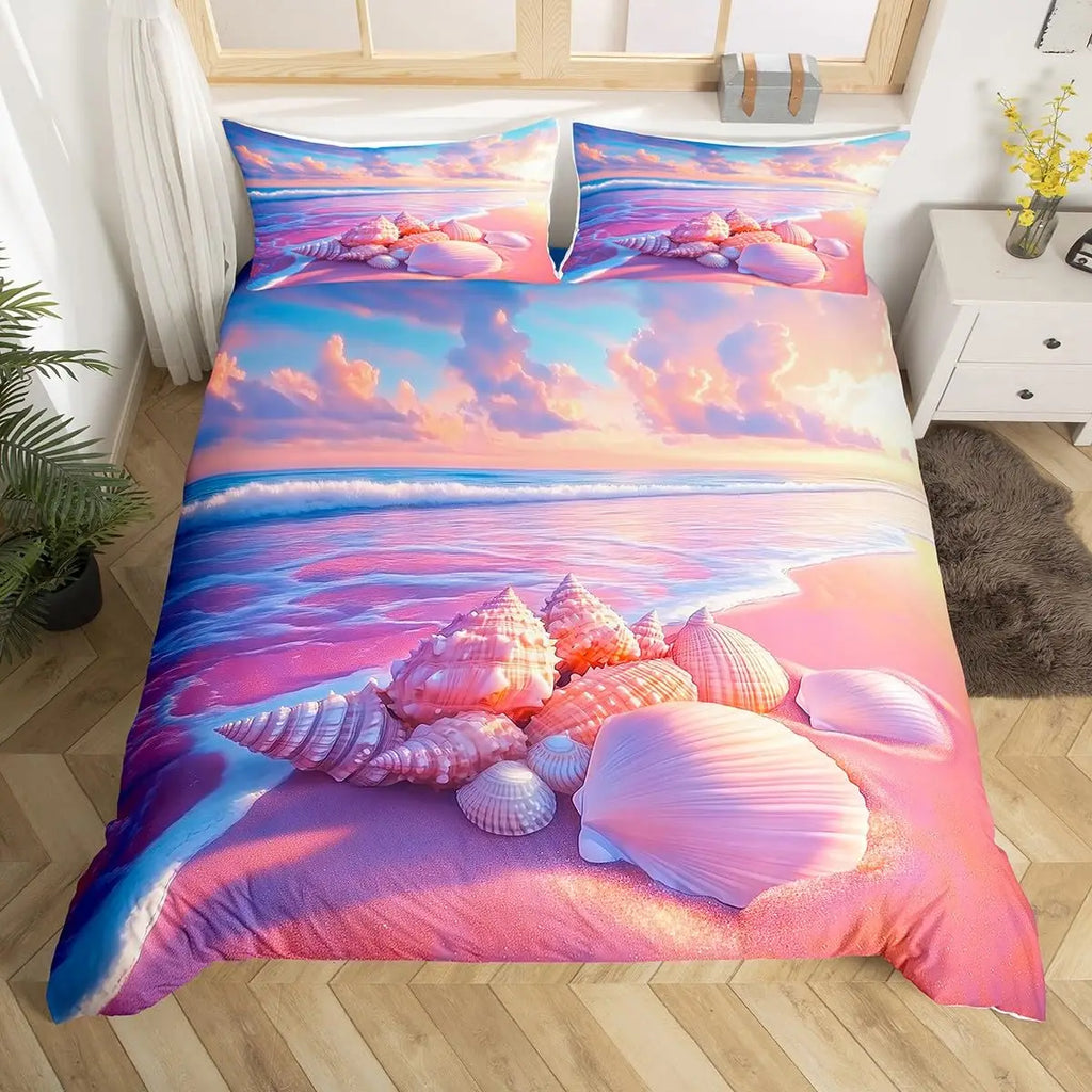 Beach Theme Duvet Cover Twin Queen Size Hawaiian Beach Ocean Bedding Set For Boys Girls Summer Holiday Vacation Comforter Cover