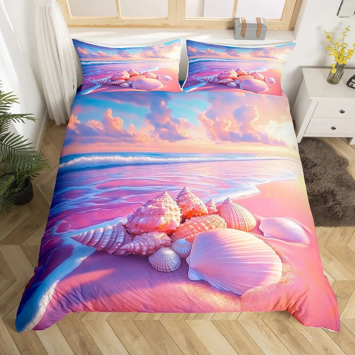 Beach Theme Duvet Cover Twin Queen Size Hawaiian Beach Ocean Bedding Set For Boys Girls Summer Holiday Vacation Comforter Cover