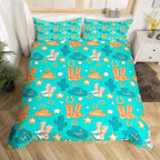 Rustic Farmhouse Bedding Set Western Horseshoe Duvet Cover For Boys Girls Teen Cowboys Cowgirls Quilt Cover With 2 Pillow Cases