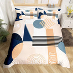 Medieval Boho Century Modern Duvet Cover Set Abstract Geometric Rainbow Sun Circles Comforter Cover Microfiber Soft Bedding Set