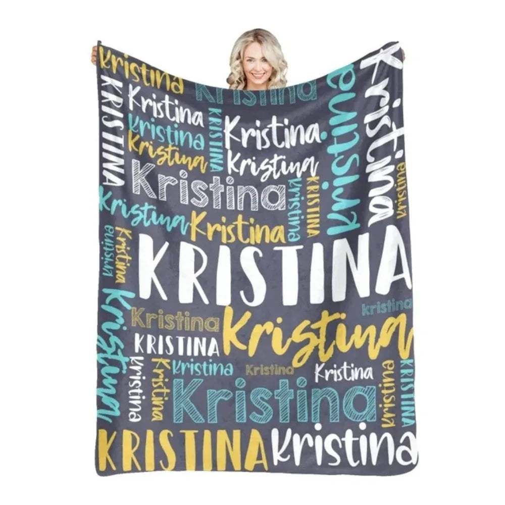 Personalized Name Flannel Throw Blankets For Girls Boys Birthday Gift