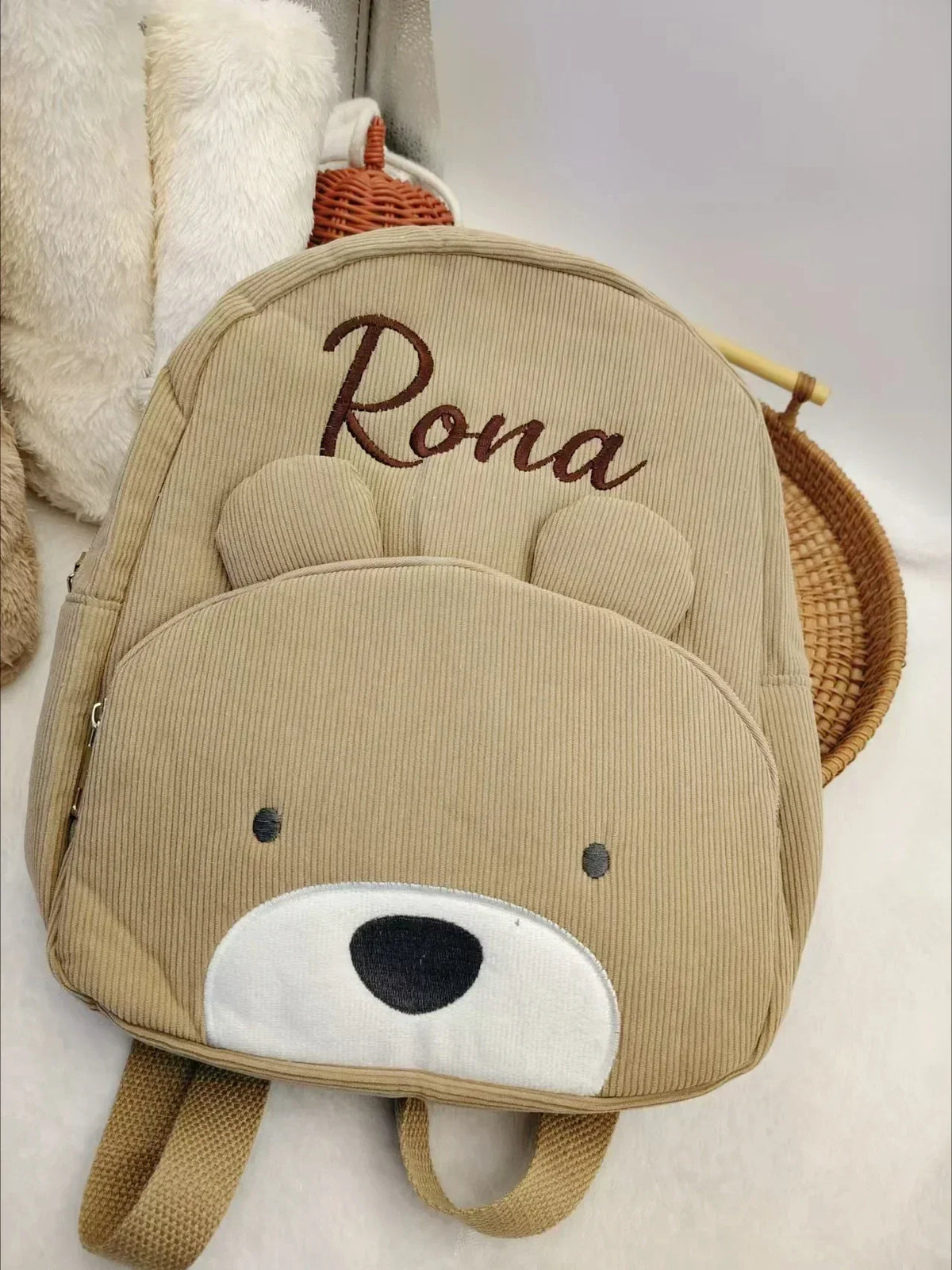 Personalized Corduroy Backpack Custom Name Embridery Kindergarten Schoolbags for Children Girls Boys Back to School