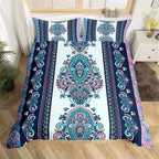 Bohemian Floral Duvet Cover Paisley Mandala Comforter Cover Microfiber Geometry Aztec Mexican Style Bedding Set Twin Queen Size