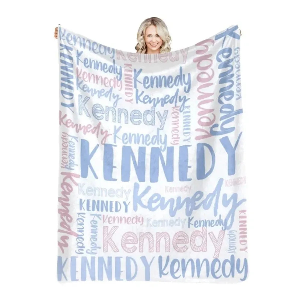 Personalized Name Flannel Throw Blankets For Girls Boys Birthday Gift