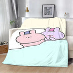 Asamimichaan Asleep Cute Asamimi Square Printed Blanket Picnic Blankets Warm Blanket Soft and Comfortable Blanket Home Travel