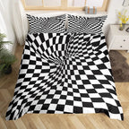 Rainbow Stripes Duvet Cover King Queen Visual Abstraction Bedding Set Optical Illusion Comforter Cover Geometric Quilt Cover