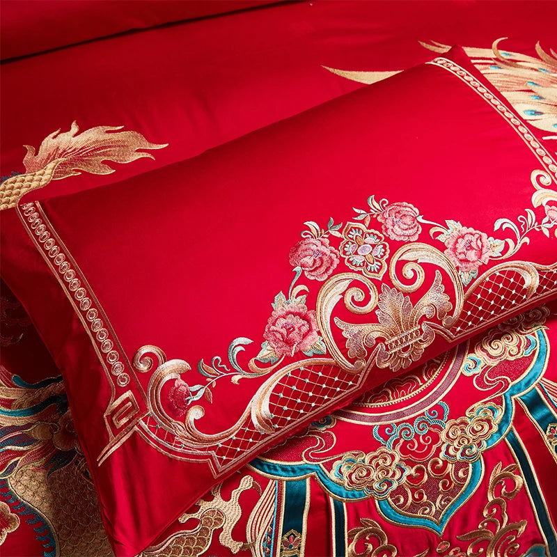 100/140CT Long-staple cotton Chinese-style wedding festive 4-pcs duvet cover set a witness to marriage and love, home decoration