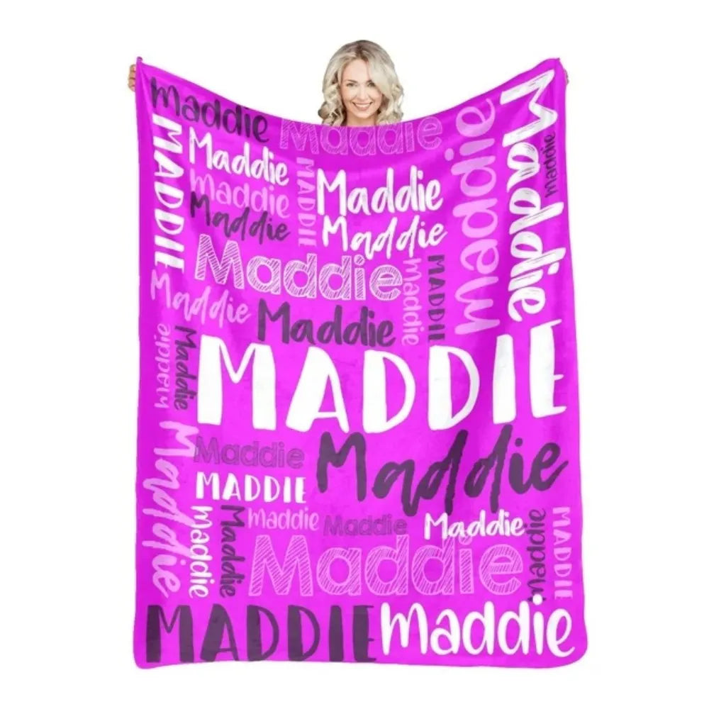Personalized Name Flannel Throw Blankets For Girls Boys Birthday Gift