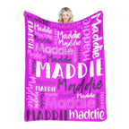 Personalized Name Flannel Throw Blankets For Girls Boys Birthday Gift