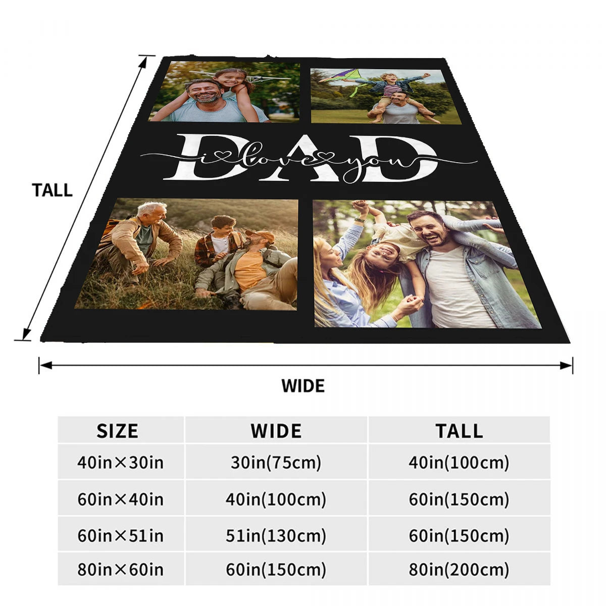 Fathers Day Gifts Custom Blanket With Your Own Photos Personalized Throw Blankets For Dad Birthday Present From Daughter or Son