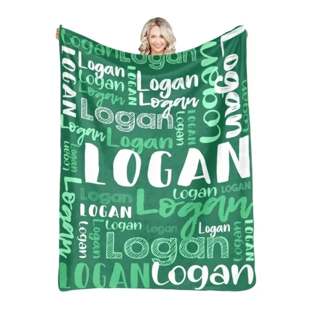 Personalized Name Flannel Throw Blankets For Girls Boys Birthday Gift